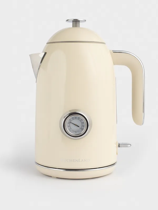 Чайник электрический, 1,7 л, 1850-2200 Вт, сталь/пластик, бежевый, Vintage kitchen