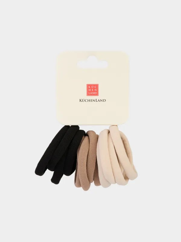 Шаш резеңкесі, 5 см, 12 дана, полиэстер, сарғылт-қоңыр/сүт түстес/қара, Hair basic, image-4