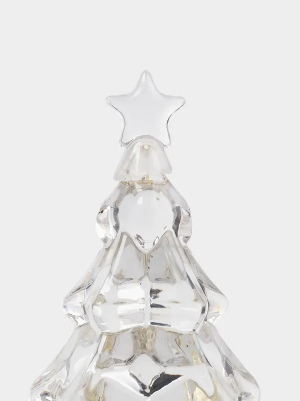 Снежный фонарь, 21 см, с подсветкой, пластик, шампань, Ель с блестками, Champagne style, image-1