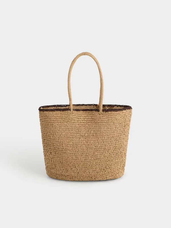 Сумка пляжная, 50х40 см, плетеная, целлюлоза, песочная, Banjo, image-0