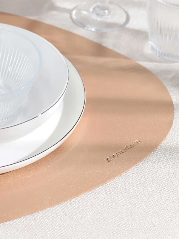 Салфетка под приборы, 37x45 см, ПВХ, фигурная, золотисто-бежевая, Rock, image-4