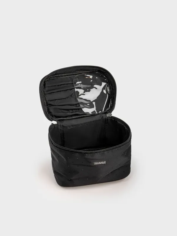 Косметичка, 19х14 см, с ручкой, нейлон, черная, Force night, image-3