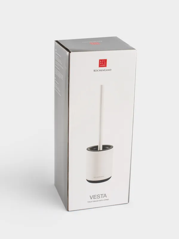 Дәретхана щеткасы, 38 см, стендпен, резеңке / металл, АҚ және қара, Веста, image-4