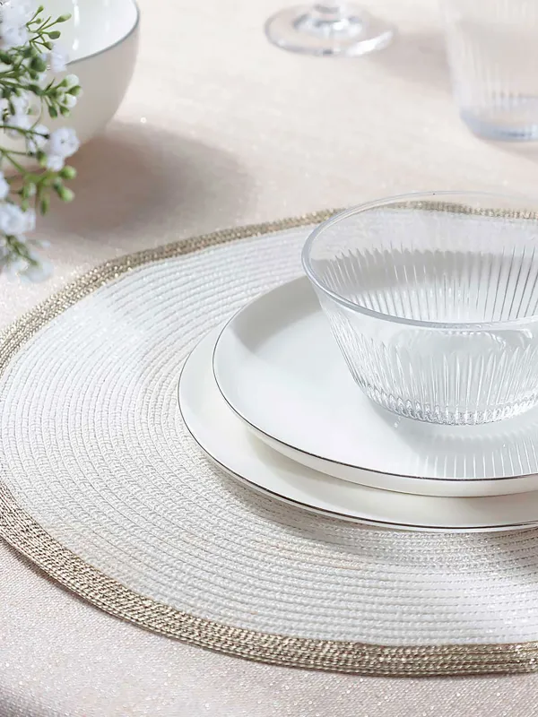 Аспаптарға арналған майлық, 38 см, полиэстер, дөңгелек, ақ, алтын жиек, Rotary rim, image-4