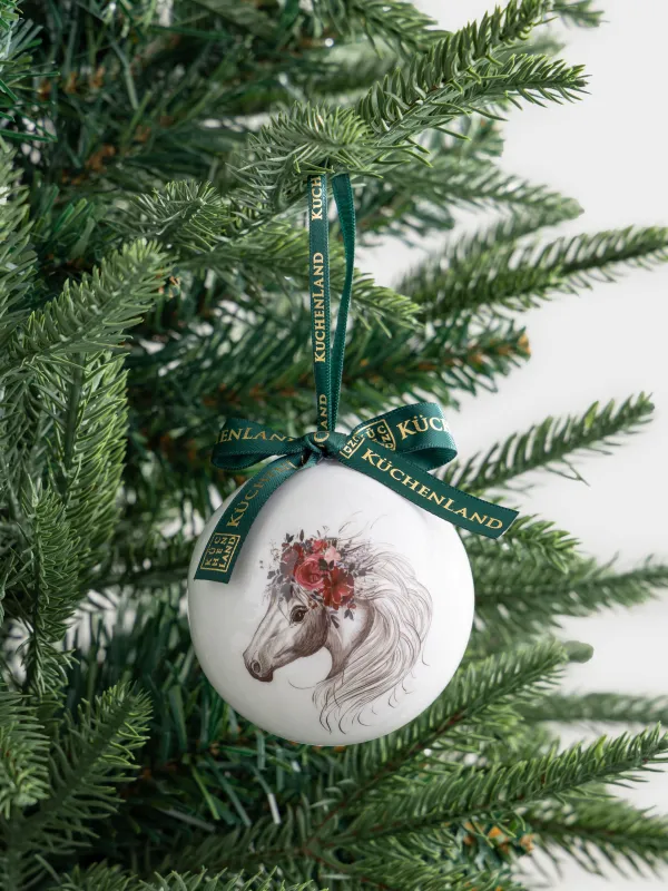 Шырша ойыншығы, 7 см, пенопласт, Шар, Гүл шоғы бар жылқы, Ball print, image-2