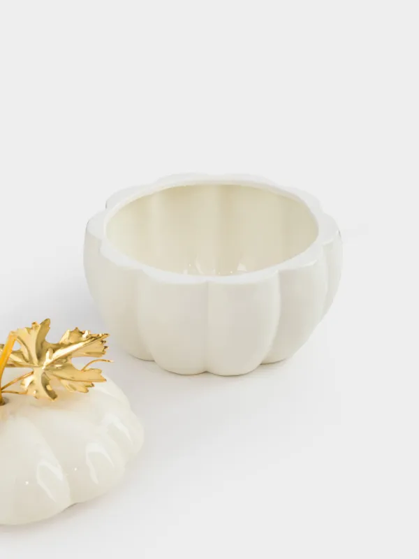 Сақтау ыдысы, 17х15 см, мл, фарфор P/болат, сүт-алтын түстес, Асқабақ, Golden glow, image-1