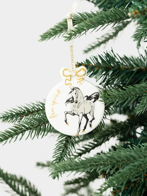 Шырша ойыншығы, 6 см, керамика, алтын, Жылқылар, Flat ball, image-3