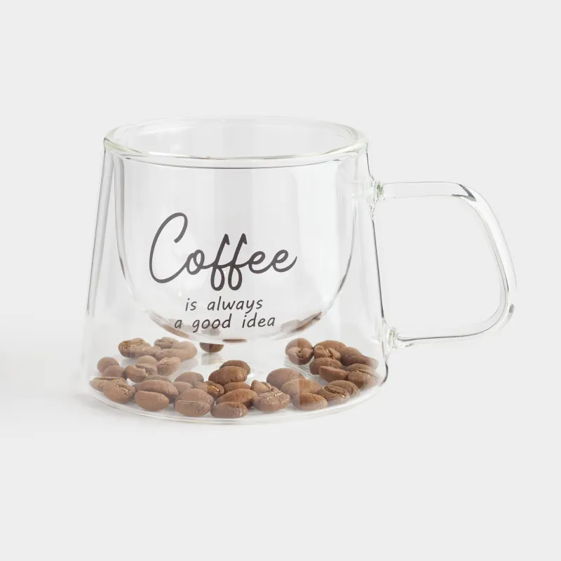 Кружка кофейная, 200 мл, стекло Б, с кофейными зернами внутри, Coffee, Air decor