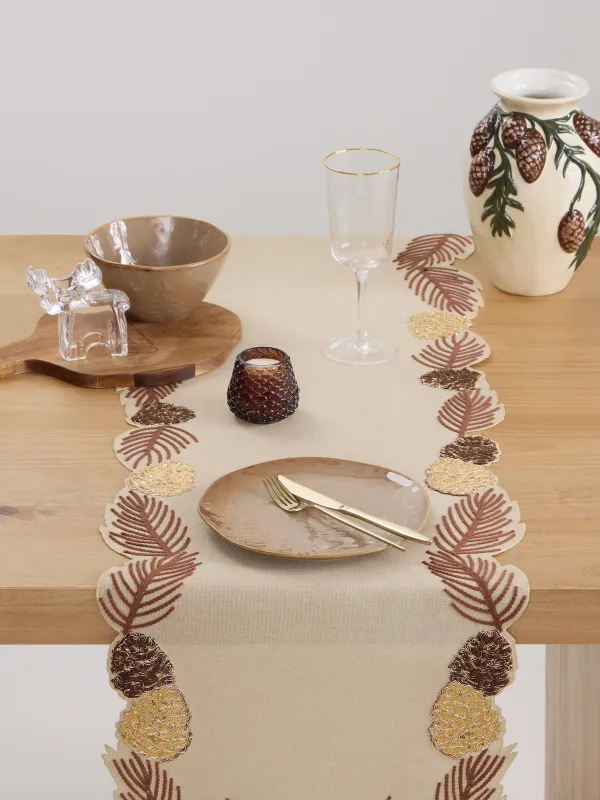 Үстел төсеніші, 40х160 см, полиэстер, сарғылт-қоңыр, Бұтақтардағы шырша бүршіктері, Conifers, image-3