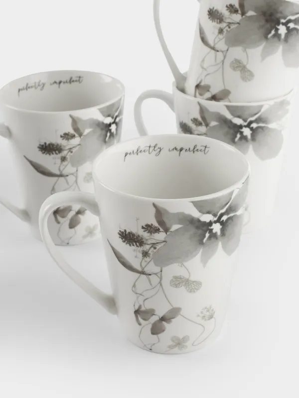 Саптыаяқ, 420 мл, 4 дана, фарфор N, Сұр гүлдер, Watercolor, image-2