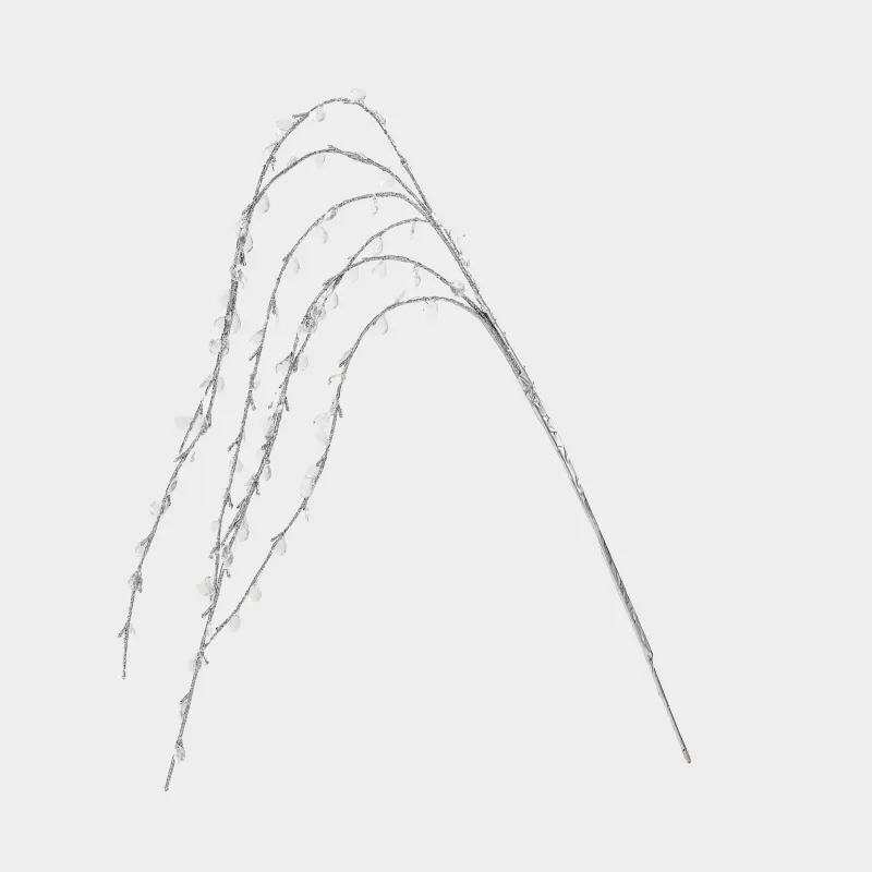 Ветка декоративная, 1 м, акрил/пластик/металл, серебристая, Кристаллы, Crystal decor