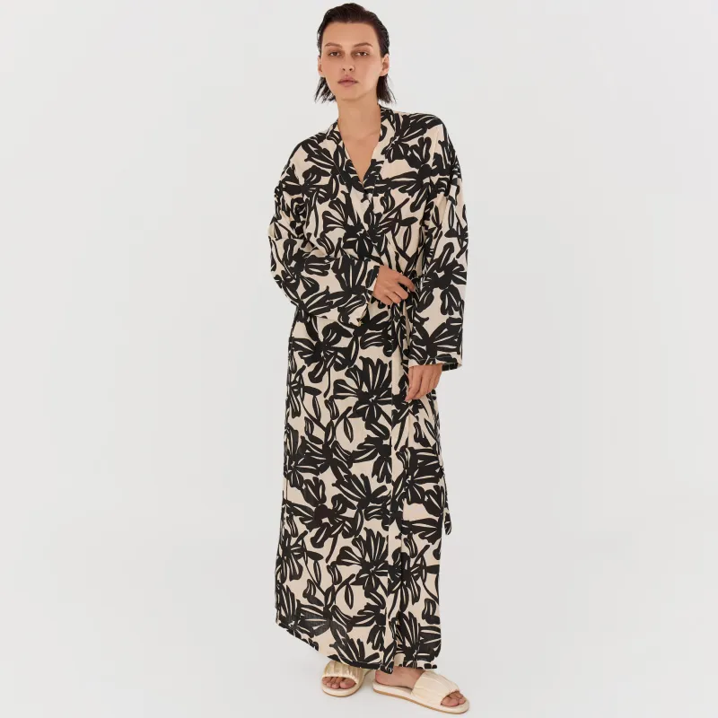 Халат, бежево-черный, Almi