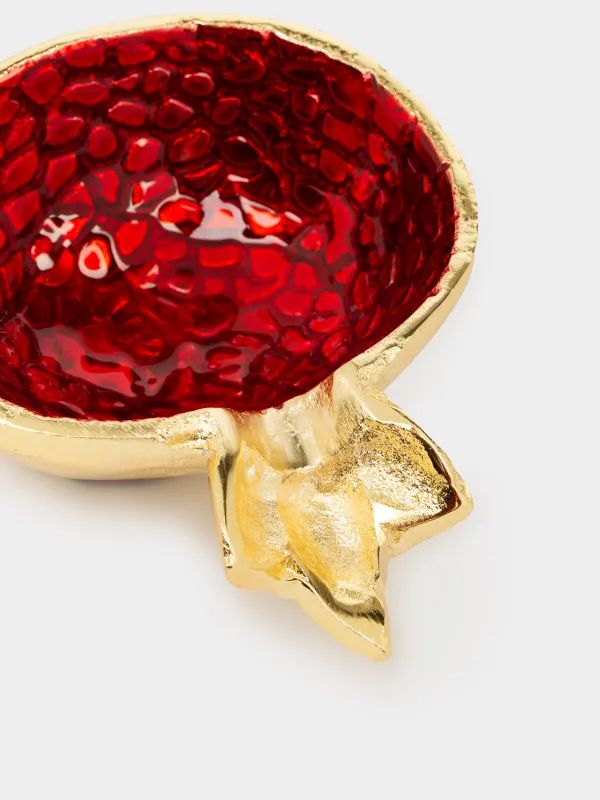 Сәндік ыдыс, 10х12 см, металл, қызыл және алтын, Анар, Pomegranate, image-1