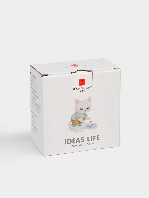 Сорпа тәрелкесі, балаларға арналған, 12х6 см, 300 мл, фарфор N, ақ, Қайығы бар мысық, Ideas life, image-5