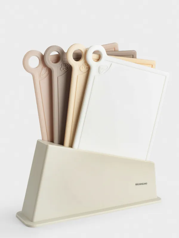 Кесетін тақта, 35х32 см, 4 дана, тұғырда, пластик, сарғылт аралас, image-0