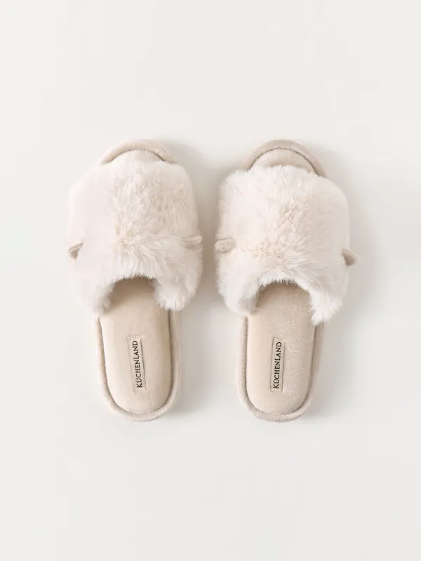 Әйелдер тәпішкелері, үйге арналған, өлшемі 36-37, полиэстер, сүт түстес, Fur, image-1
