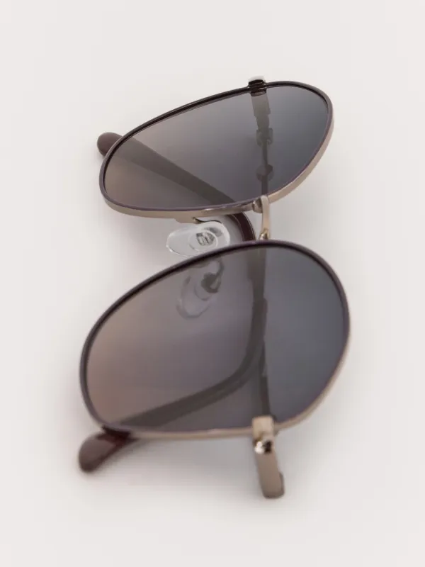 Күннен қорғайтын көзілдірік, қорабы бар, металл/пластик, дөңгелек, күлгін, Round, image-2