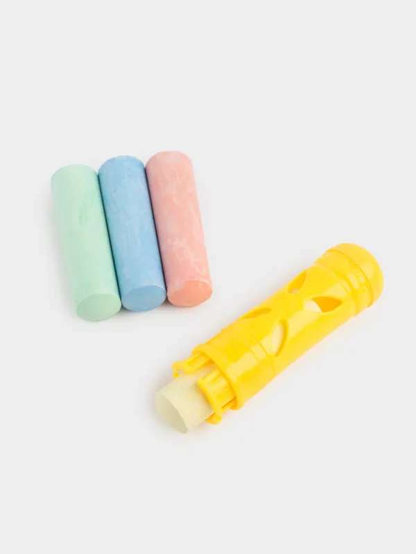 Мелки, 4 шт, с держателем, пластик/мел, цветные, Game, image-0