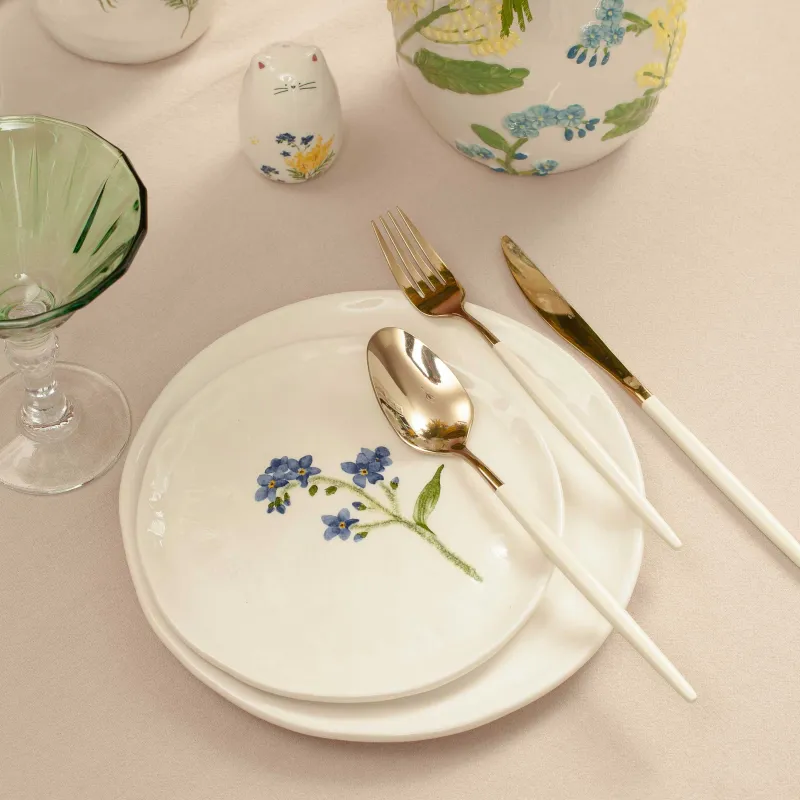 Тарелка закусочная, 19 см, керамика D, белая, Незабудка, Crumple flower, image-7