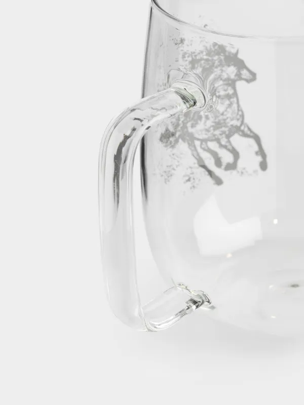 Кружка, 700 мл, стекло Б, серебристая, Лошади, Horse silver, image-3