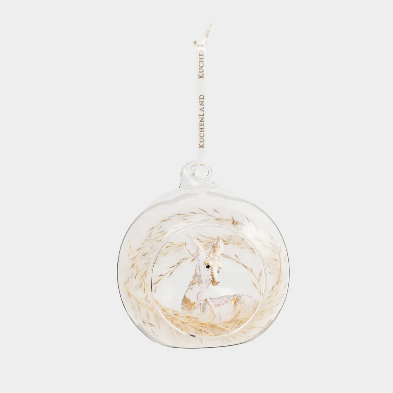 Шырша ойыншығы, 8 см, шыны/қауырсын, Елік, Ball shape, image-1