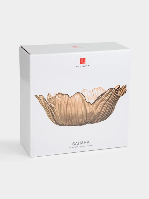 Салатник, 23х9 см, 900 мл, стекло, коричневый, Цветок, Sahara, image-4