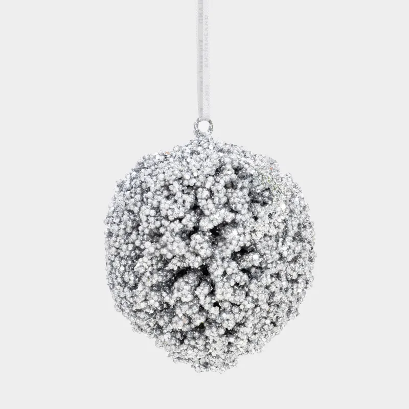 Шырша ойыншығы, 10 см, пенопласт, күміс, Шар, Ball sparkle