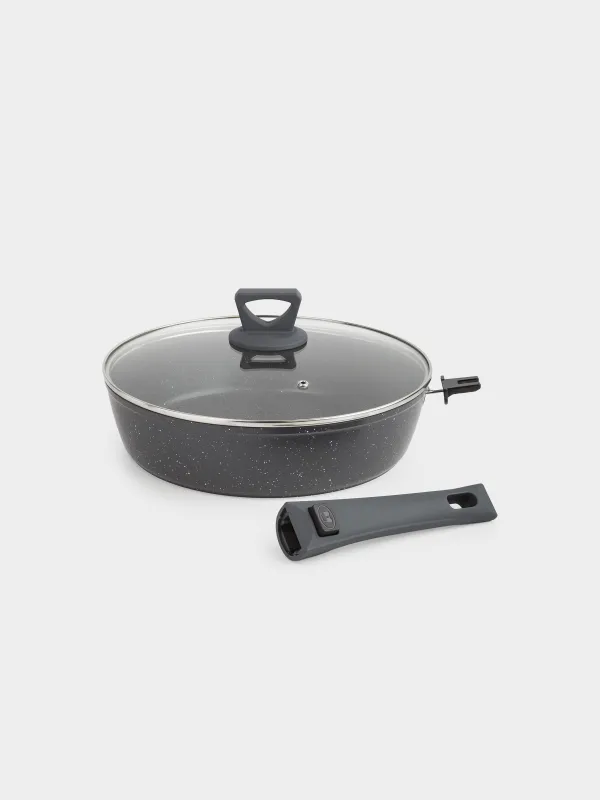 Таба, 28 см, қақпағы бар, алынбалы тұтқасы бар, жабыны бар, алюминий, Scandia, image-1