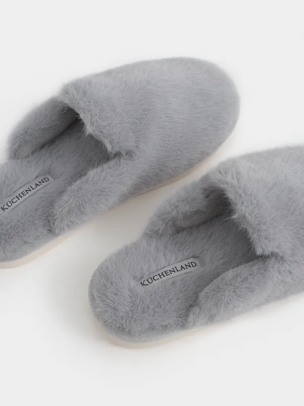 Әйелдерге тәпішкелері, үйге арналған, өлшемі 36-37, жасанды үлбір, сұр, Mules, image-4