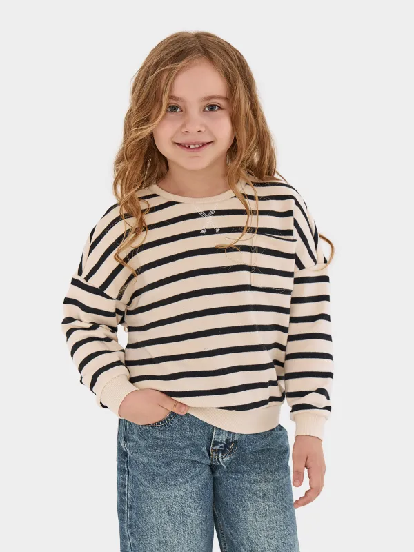 Свитшот детский, для девочек, бело-черный, Blaina, image-0