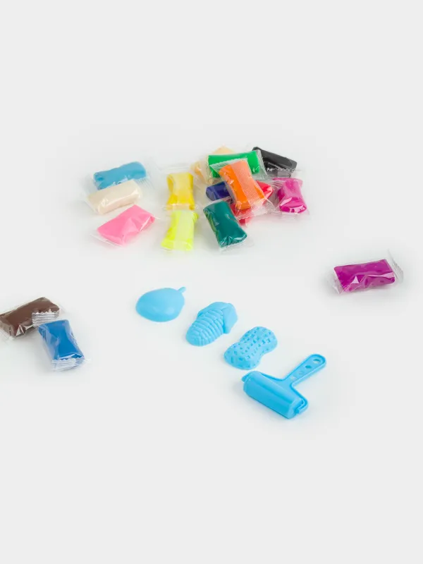 Шығармашылыққа арналған жиынтық, 20 пр, ермексаз, қалыпы мен ролигі бар, көк, Көкөністер, Childhood, image-2