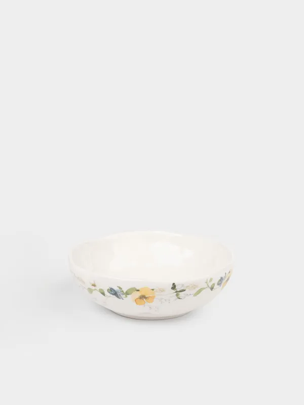 Салат ыдысы, 17х6 см, 600 мл, керамика, ақ, Гүлдері бар қоян, Natural Easter, image-1