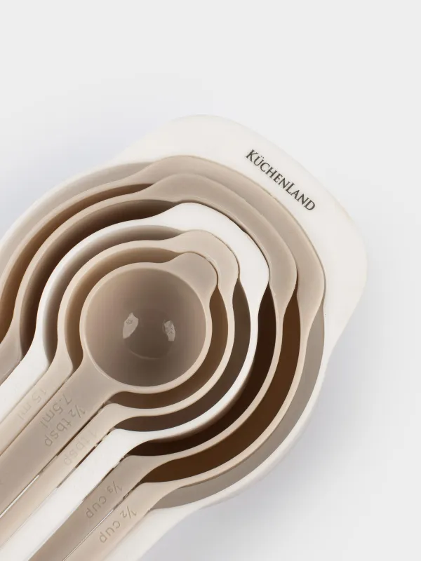 Набор мерных ложек, 6 шт, пластик, бежево-кремовые, Bakery, image-1