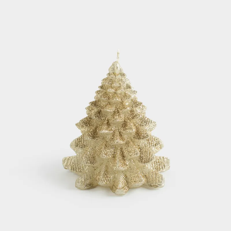 Шам, 11x13 см, жылтырақтары бар, шампан, Шырша, Fir candle