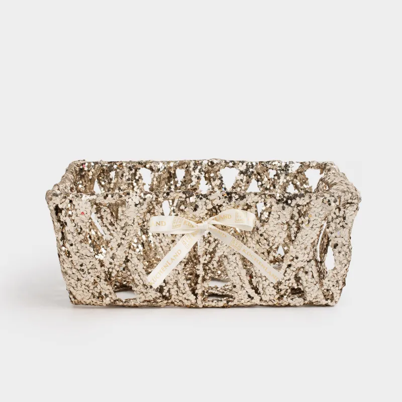 Сәндік себет, 23х20 см, пластик/металл, тікбұрыш, шампан, Frosty sparks