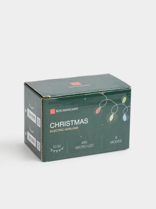 Электр гирляндасы, 10 м, 480 шам, 8 режим, түрлі-түсті, тамшылар, Christmas, image-4