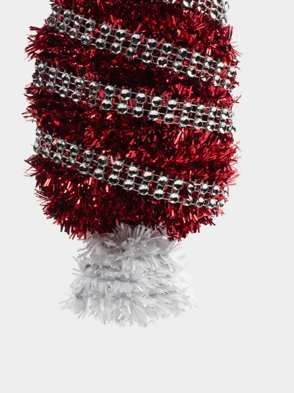 Игрушка елочная, 15 см, мишура/пластик, красно-белая, Конфета, Tinsel christmas, image-1