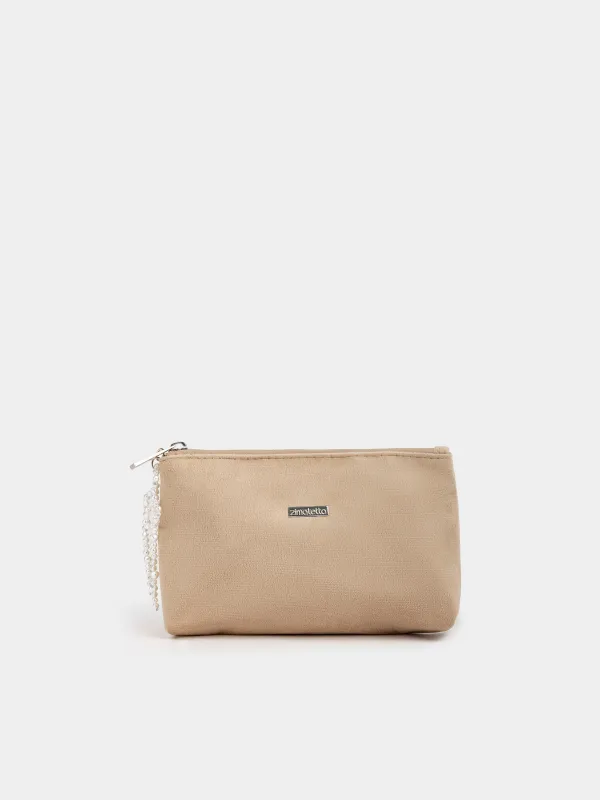 Косметикалық сөмке, 19х12 см, полиэстер, сарғылт-қоңыр, Інжу бантик, Beauty bow, image-0