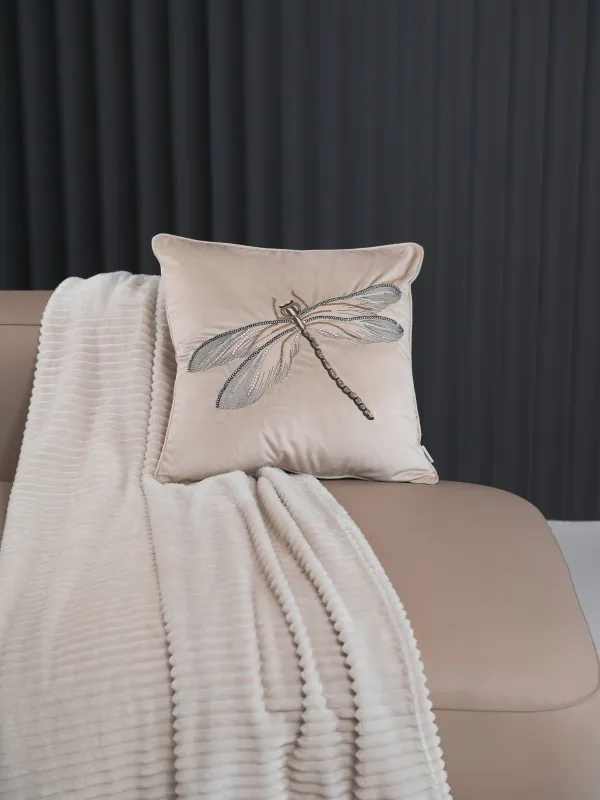 Сәндік жастық, 45х45, кордюр/моншақ, бежевый, инелік, Айдаһар, image-4