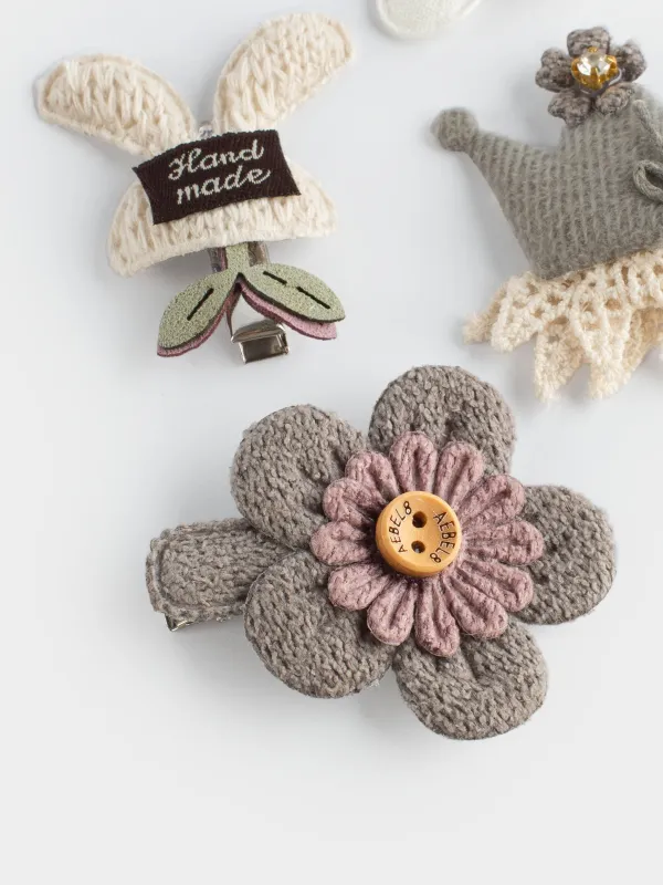 Шаш қыстырғыш жинағы, 3 см, 4 дана, балалар, полиэстер / пластик, сүт, көбелек, Wooly, image-2