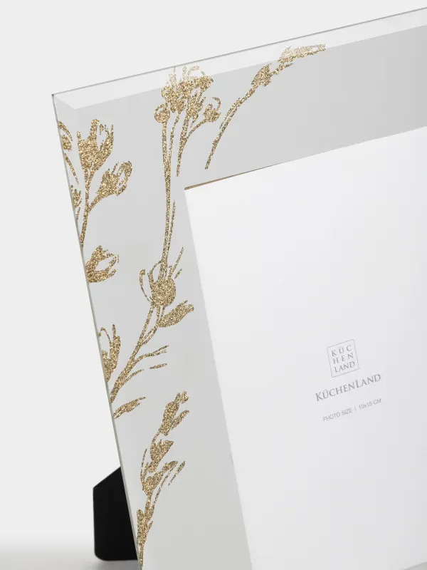 Фоторамка, 17x22 см, стекло, Золотистые цветы, Glossy, image-2