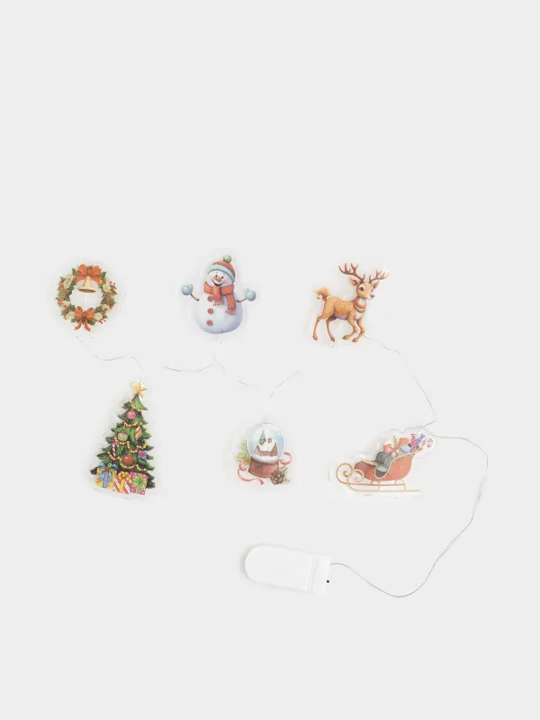 Жапсырмалар жинағы, 14х30 см, 6 дана, жарықтандырылған, қайта пайдалануға болады, термопластик, Шырша, Christmas decal, image-0