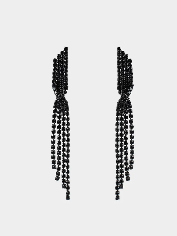 Пусет сырғалары, 9 см, 2 дана, металл/страздар, қара, Кристалдар, Jewelry black, image-0