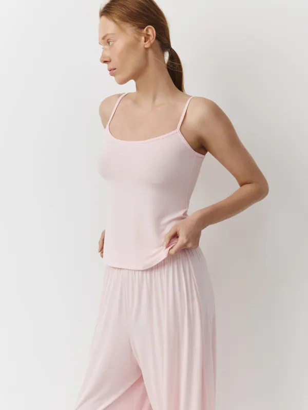 Әйелдерге арналған топ, үйге арналған, өлшемі S, белдіктері бар, бамбук/эластан К, қызғылт, Elodie, image-2