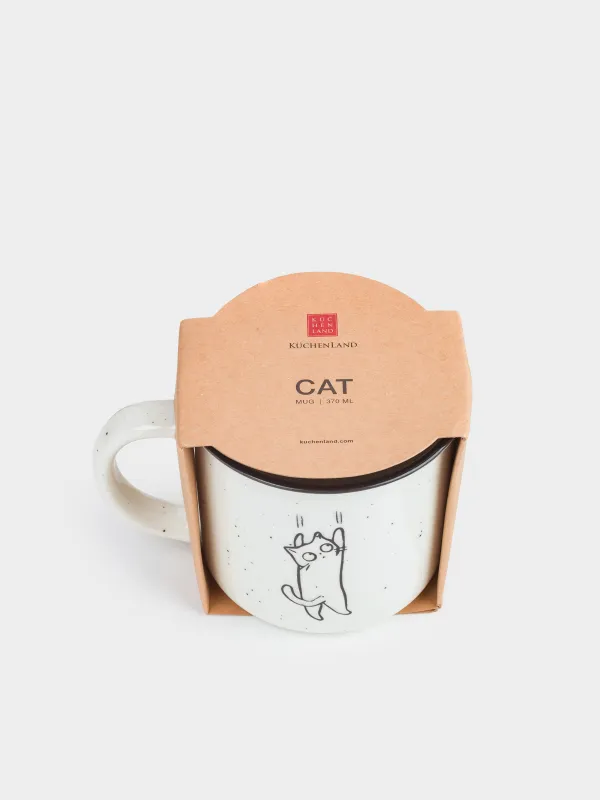 Саптыаяқ, 360 мл, фарфор N, сүт түстес, дақты, Мысық, Cat, image-4