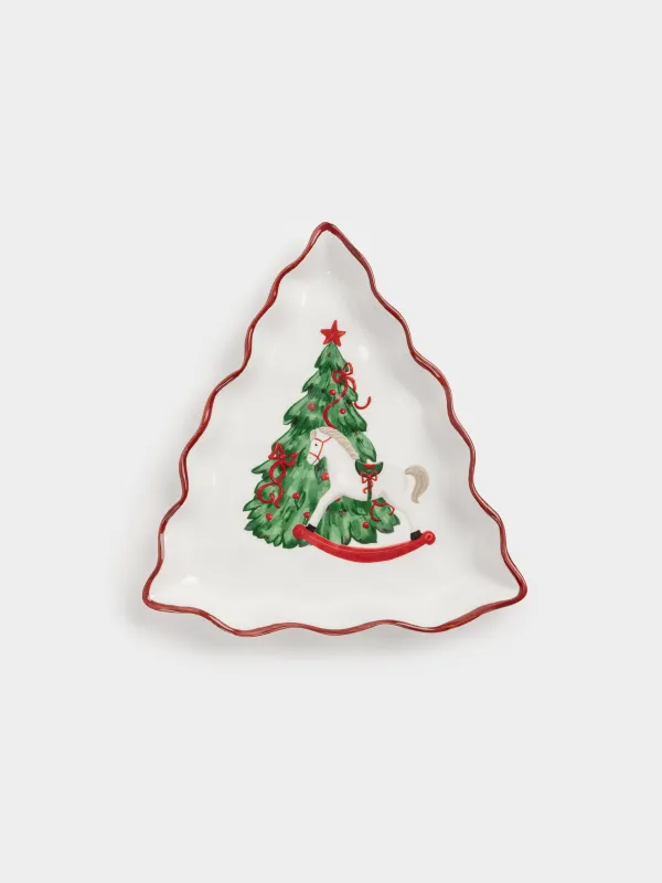Блюдо, 20х19 см, керамика, Лошадка с елкой, Christmas tree, image-0