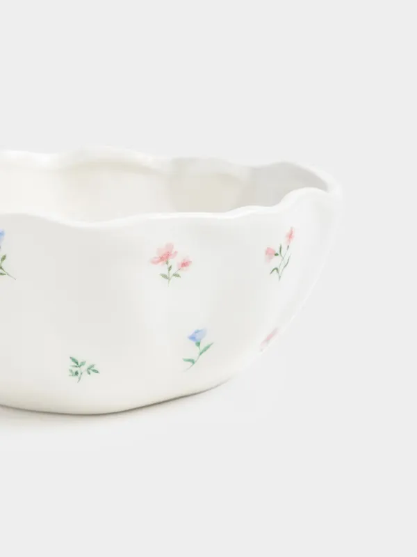 Салатник, 15х6 см, 440 мл, керамика D, молочный, Нежные цветы, El flora, image-3