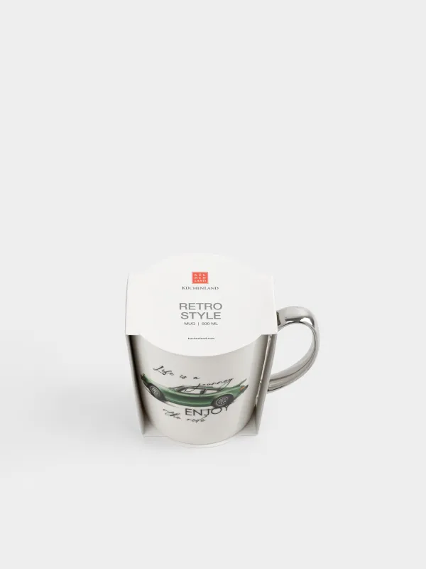 Кружка, 500 мл, фарфор N, бело-серебристая, Ретро автомобиль, Retro style, image-5