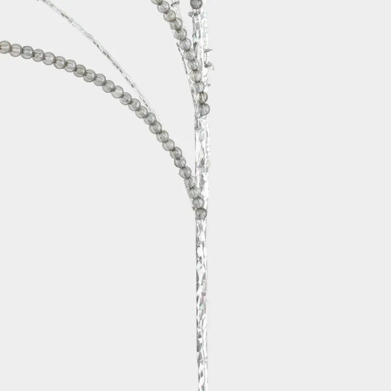 Сәндік бұтақ, 72 см, моншақ/металл, сұр-күміс, Тал, Curved decor, image-4