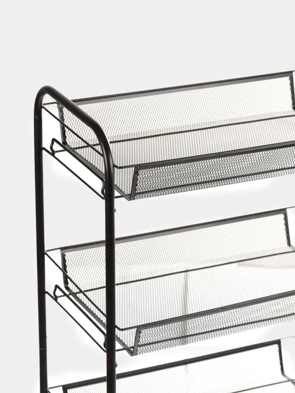 Стажерка, 4 деңгейлі, 44х26х83 см, дөңгелектерде, металл, қара, Compact Black, image-3